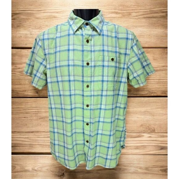The North Face Mens Short Sleeve Shirt Small Green Plaid Lightweight - Picture 1 of 8